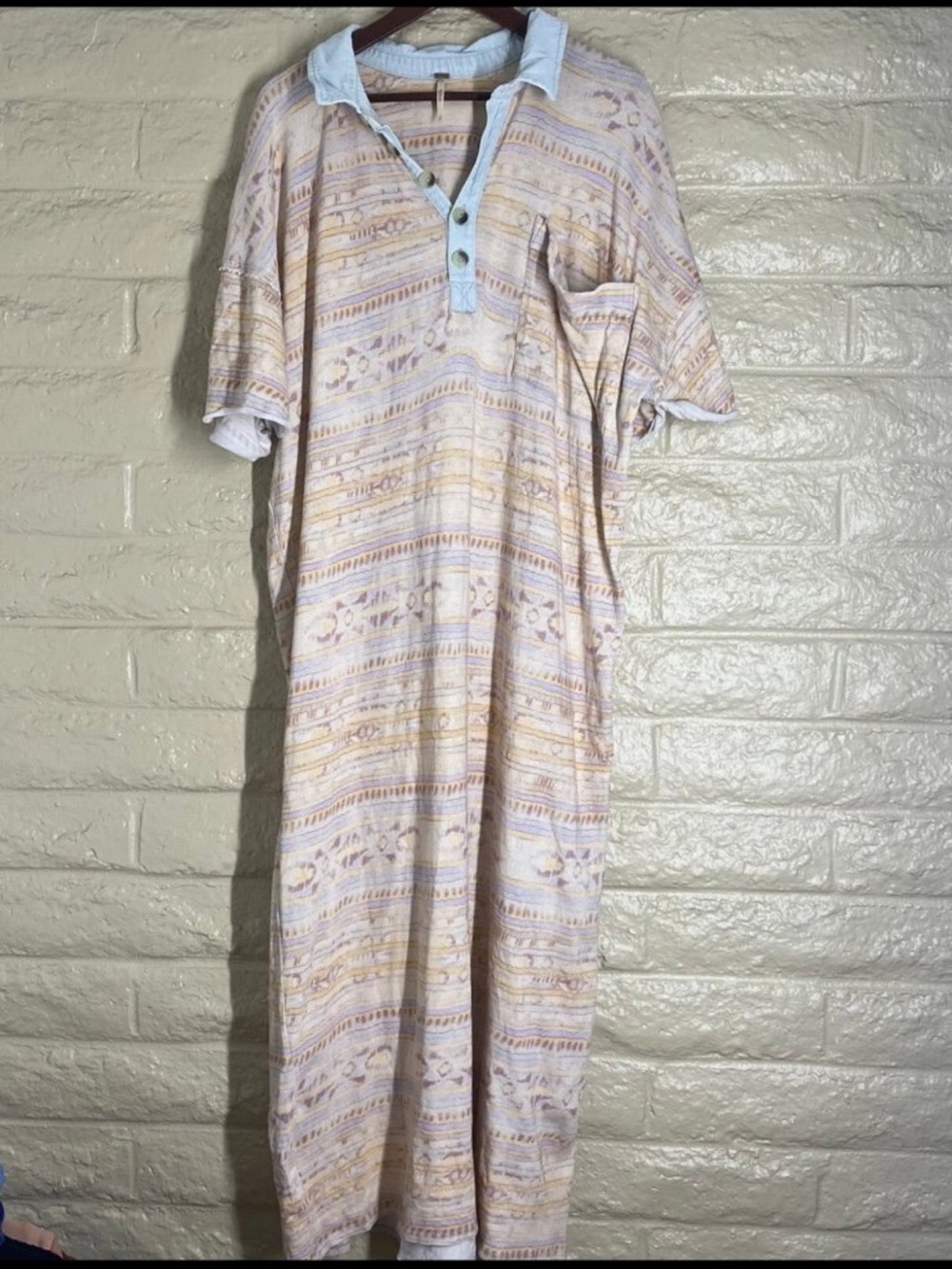 Free People Arizona Tee Midi Tshirt Dress Aztec Multicolor Size XL - Picture 3 of 14